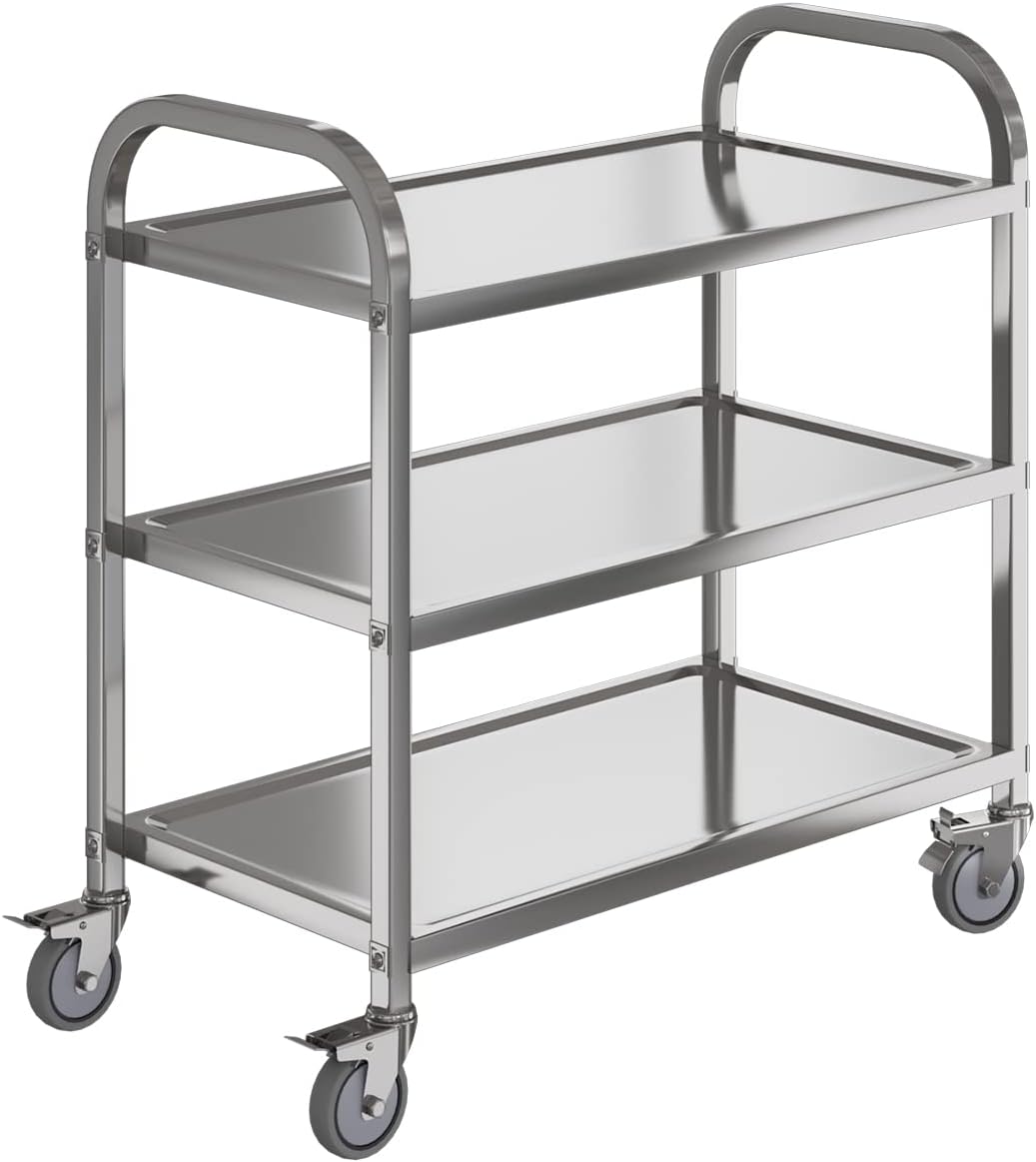 Commercial Kitchen Services - 3-Tier Stainless Steel Rolling Utility Cart