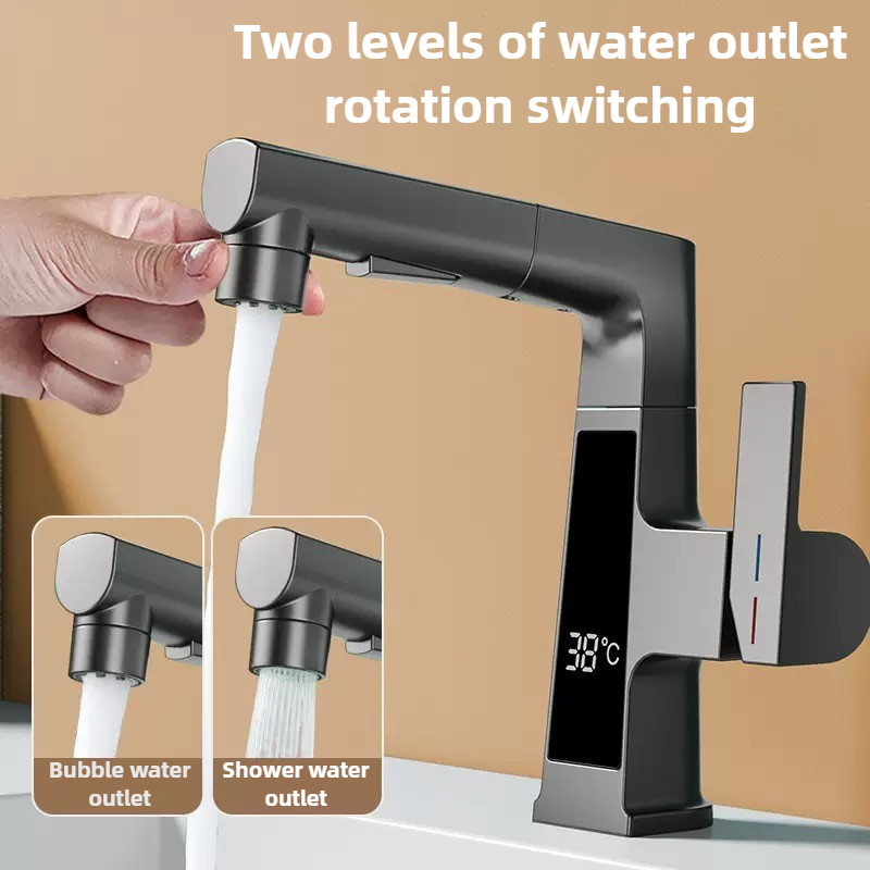 Commercial Kitchen Faucet - Digital Display Pulling Faucet Intelligent Temperature