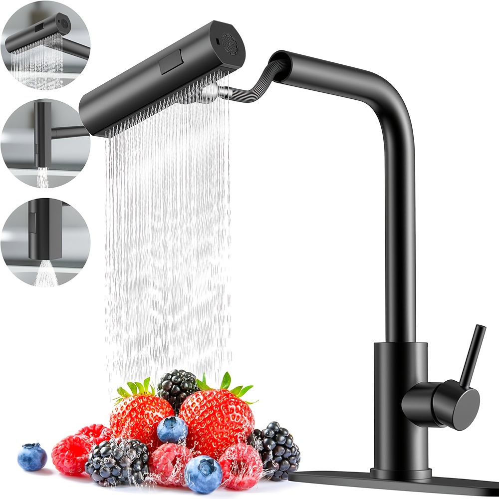 Commercial Kitchen Faucet - 1 PC Black Kitchen Faucet With