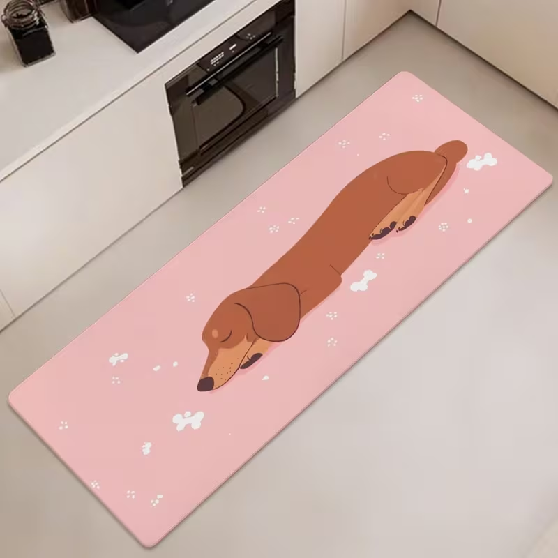 Commercial Kitchen Mats - Cute Sleeping Dachshund Long Kitchen Rug