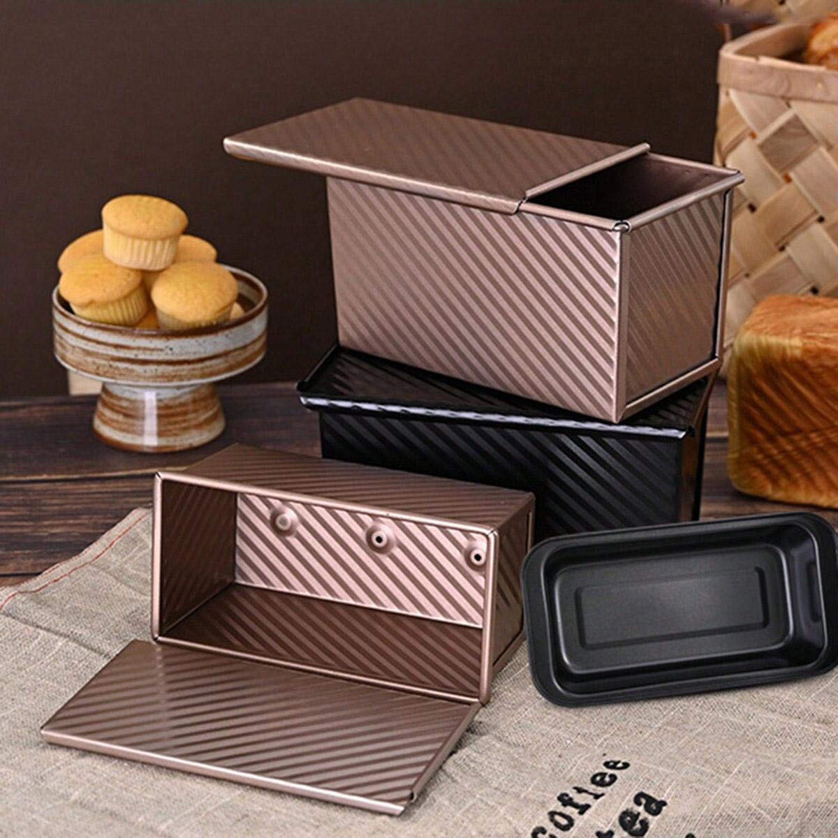 Rotary Bakery Oven - 1pc Golden Loaf Pan with Lid