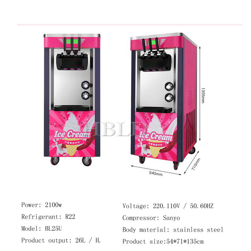 Stainless Steel Soft Ice Cream - Commercial Kitchen Ice Machine ulasan dan harga