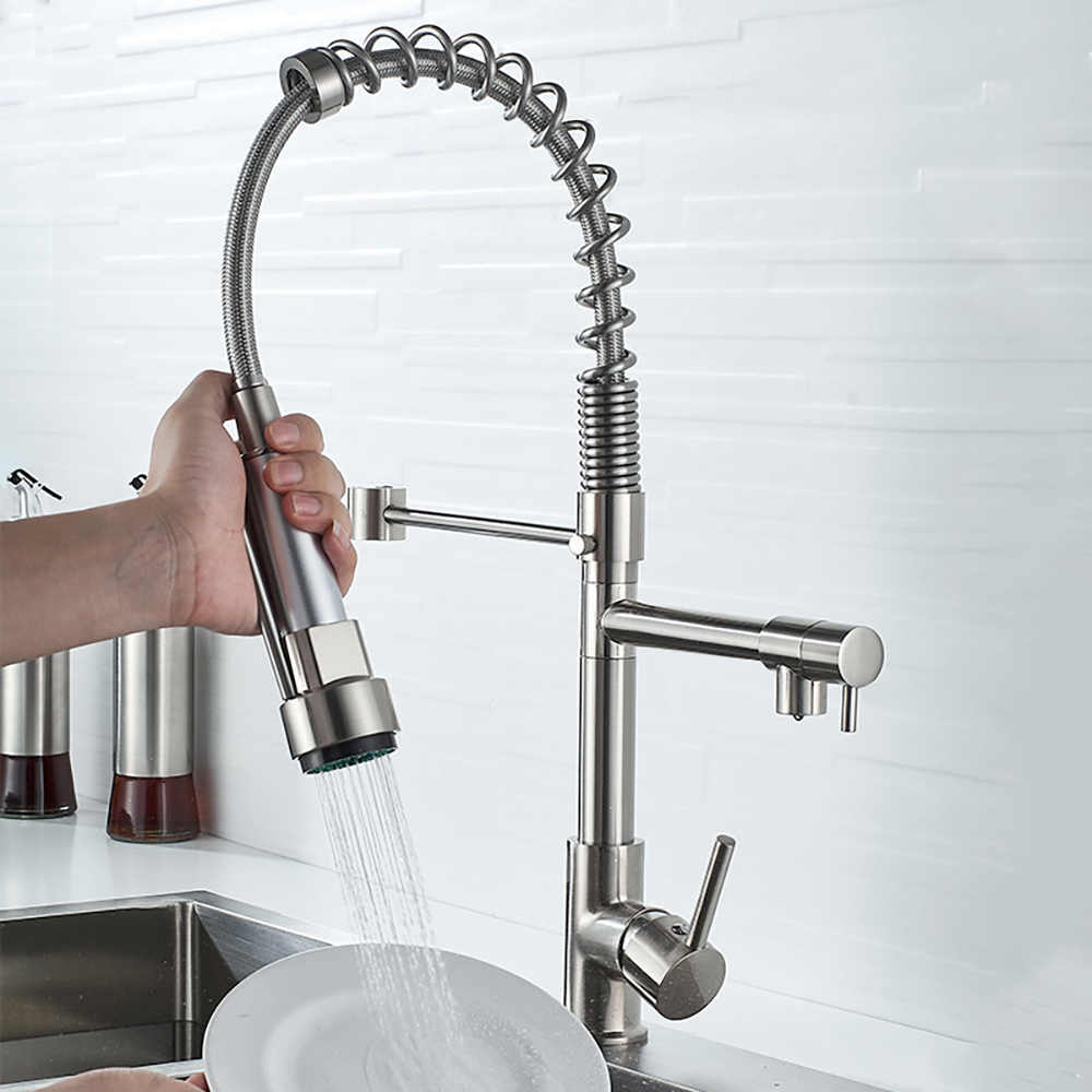 DQOK Black Brushed Spring Pull - Commercial Kitchen Faucet ulasan dan harga