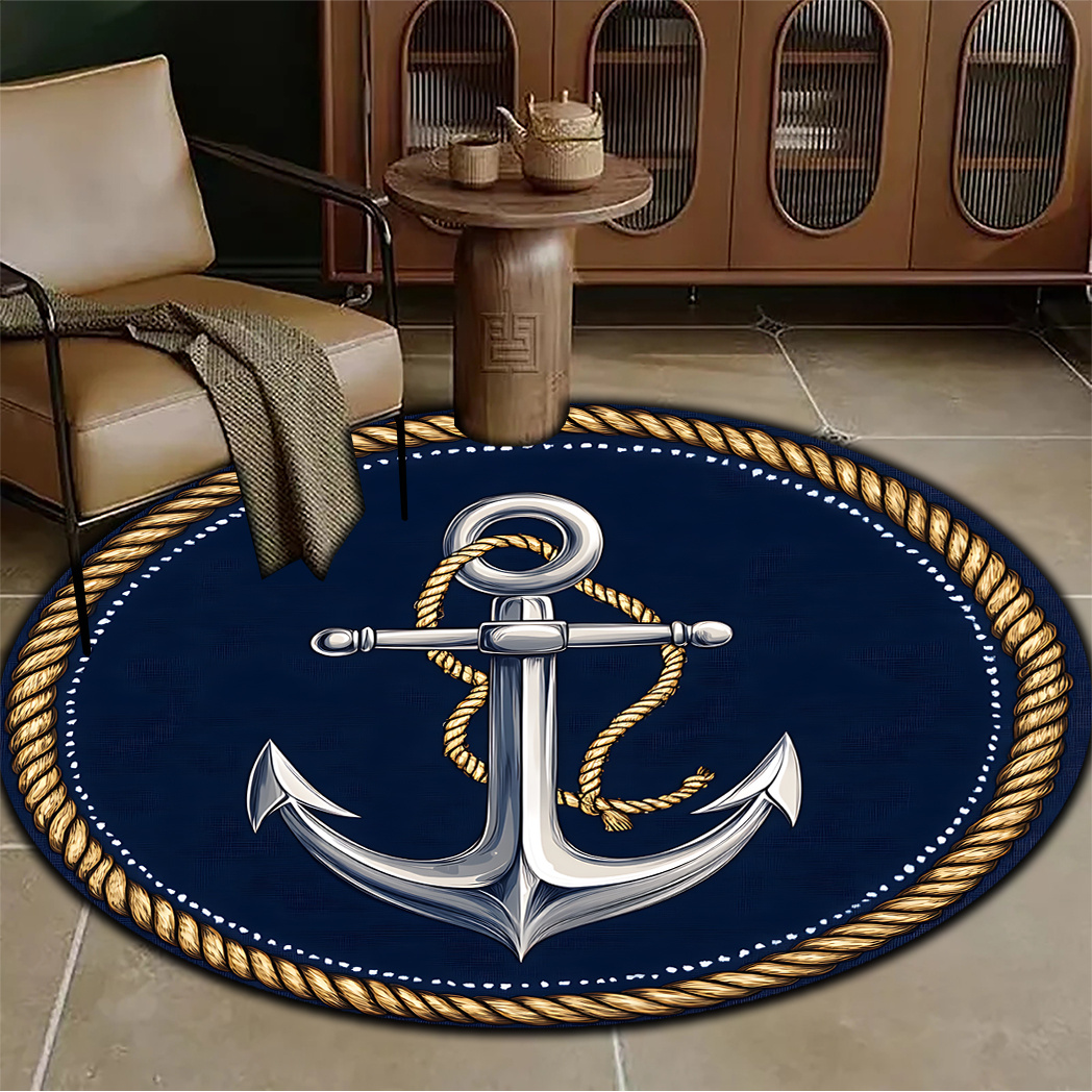 Navy Blue Anchor & Rope Patter - Commercial Kitchen Mats ulasan dan harga