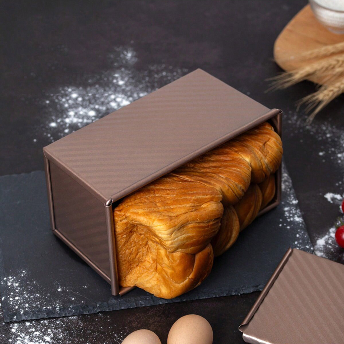 1pc Golden  Loaf Pan with Lid  - Rotary Bakery Oven ulasan dan harga